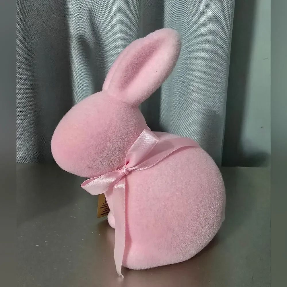 New Easter 2025 Flocked Pink Bunny indoor Decor, 9', home decoration